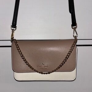 Kate Spade Brown and Cream Crossbody Bag with Elegant Chain Strap